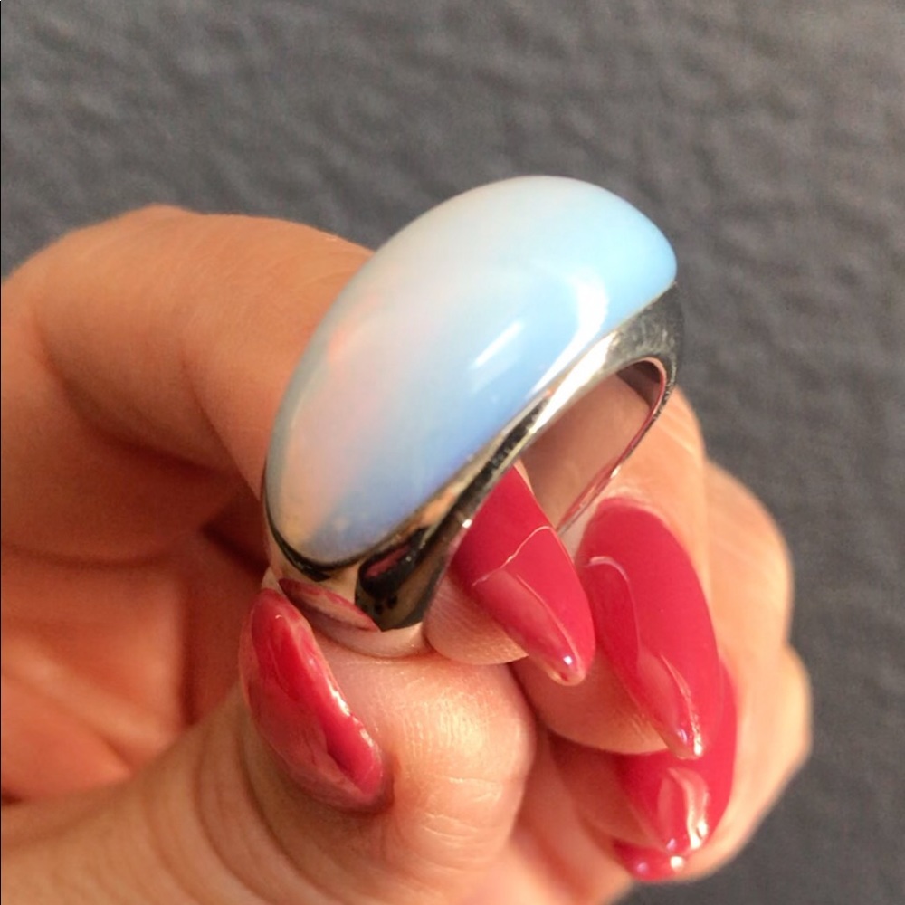 Guess Silver Moonstone Ring